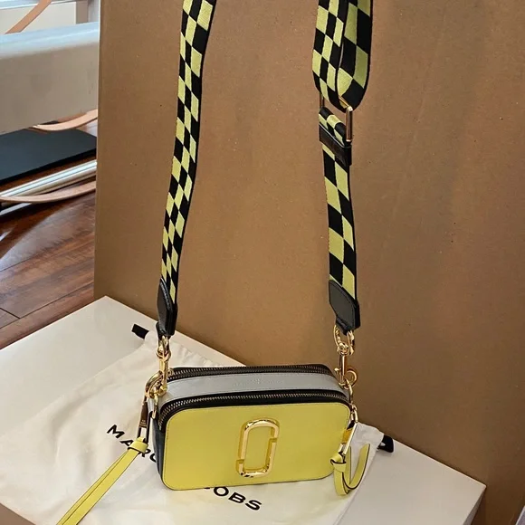 Marc Jacobs Yellow Crossbody Camera Bag with Checker Strap - Picture 15 of 15